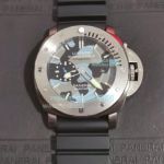 Replica Panerai Luminor Submersible SS Camouflage Face Black Rubber Strap Watch 47mm